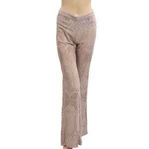 Odd Molly Anthropologie Eyelet Embroidered Pants Lilac Wide Leg Sheer M-2 283066